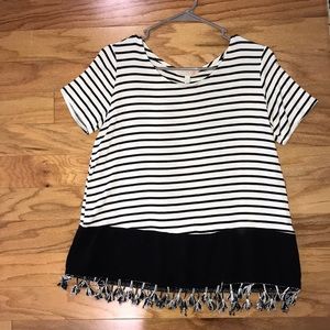 Black and white striped top w tassels (Dillard’s)